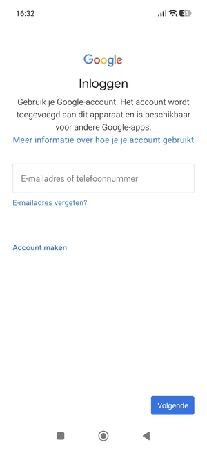 Voer uw Gmail adres in en selecteer Volgende