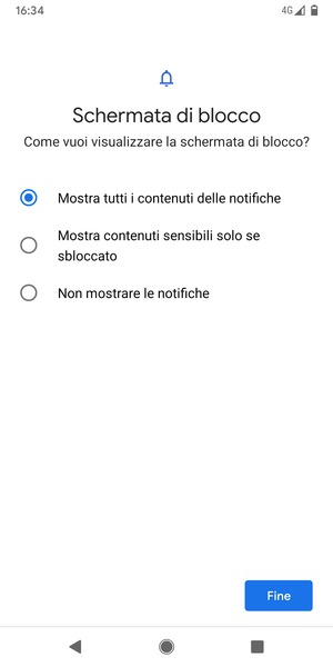 Seleziona la tua opzione preferita e poi Fine