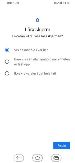 Velg ønsket alternativ og velg Ferdig