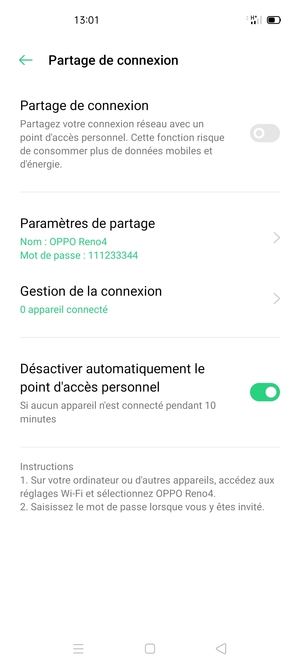 Sélectionnez Paramètres de partage