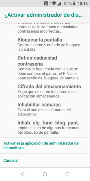 Desplácese y seleccione Activar esta aplicación de administrador de dispositivos