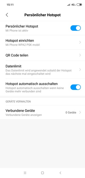 Ihr Handy ist jetzt für die Verwendung als Modem eingerichtet