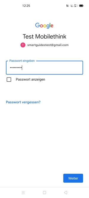 Geben Sie Ihre Passwort ein und wählen Sie Weiter