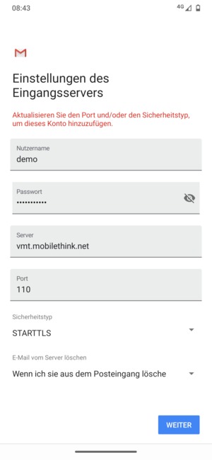 Wählen Sie Sicherheitstyp