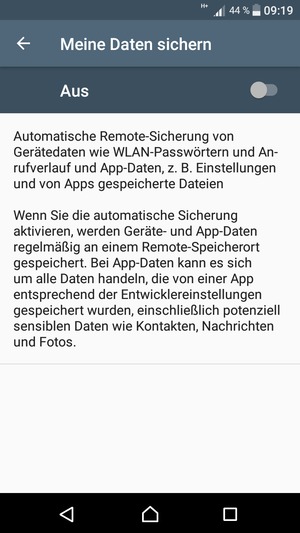 Schalten Sie Meine Daten sichern ein