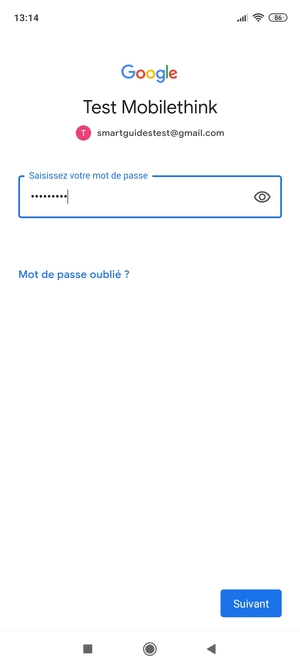 Saisissez votre mot de passe Gmail et sélectionnez Suivant