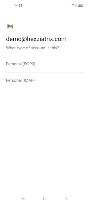Select Personal (POP3) or Personal (IMAP)