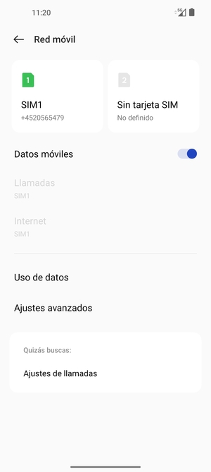 Seleccione SIM1 o SIM2