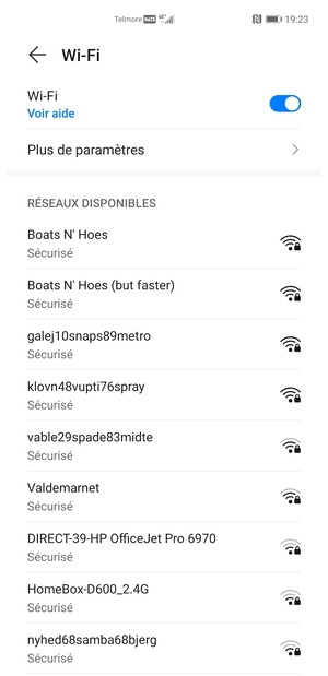 Sélectionnez le réseau sans fil auquel vous souhaitez vous connecter