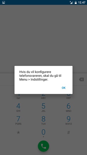 Hvis din telefonsvarer ikke er sat op, vælg OK