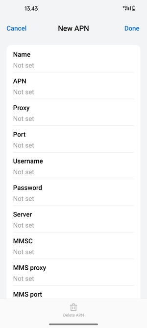 Enter Internet information