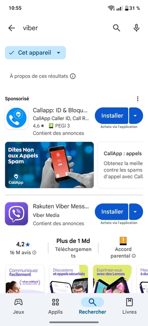 Sélectionnez l'appli