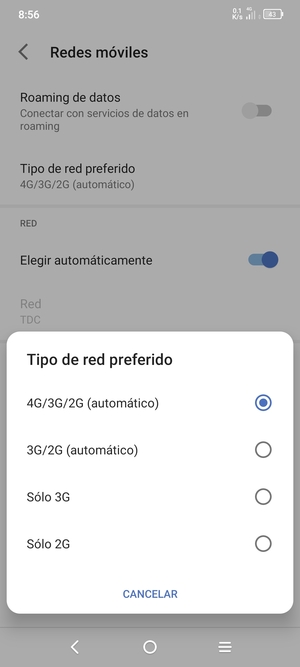 Seleccione la opción deseada