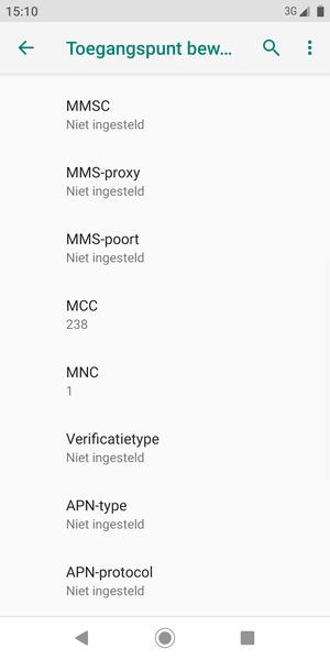 Scroll naar beneden en voer mms-gegevens in