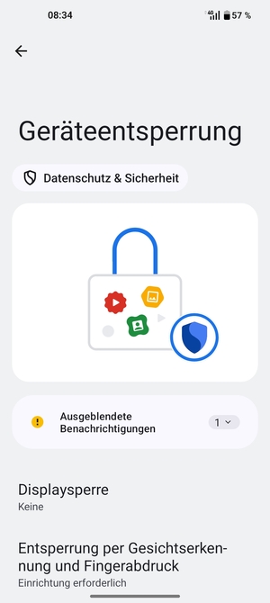 Wählen Sie Displaysperre