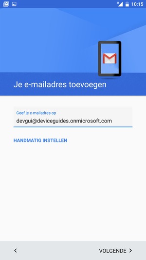 Voer uw e-mailadres in en selecteer HANDMATIG INSTELLEN