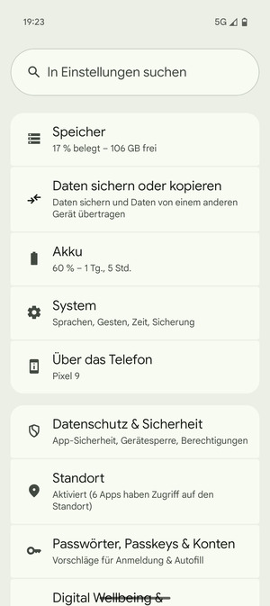 Scrollen Sie und wählen Sie System