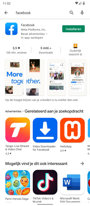 Selecteer de app