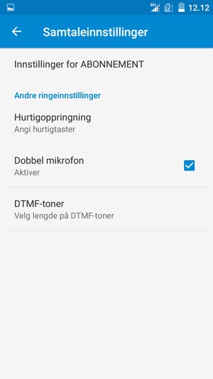 Velg Innstillinger for ABONNEMENT