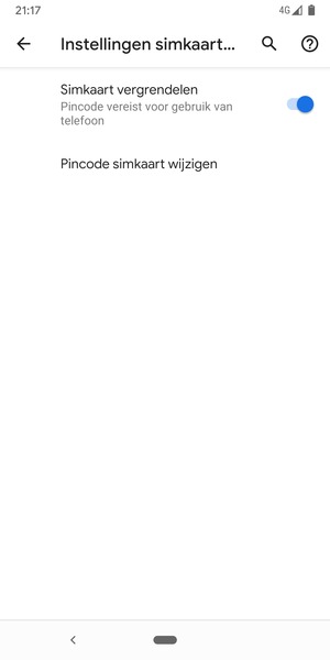 Selecteer Pincode simkaart wijzigen