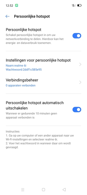 Uw telefoon is nu geïnstalleerd voor gebruik als modem
