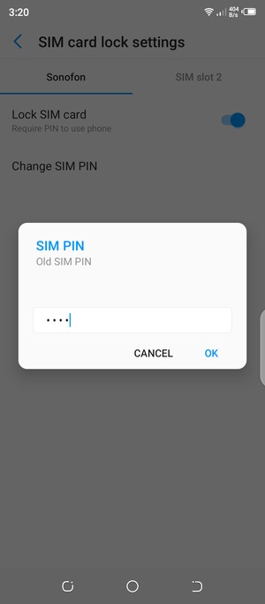 Enter your Old SIM PIN and select OK
