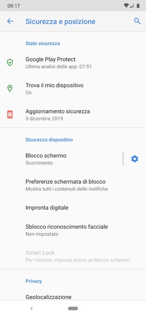 Seleziona Blocco schermo