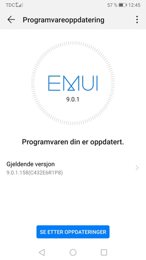 Hvis telefonen din er oppdatert, vil du se følgende skjermbilde