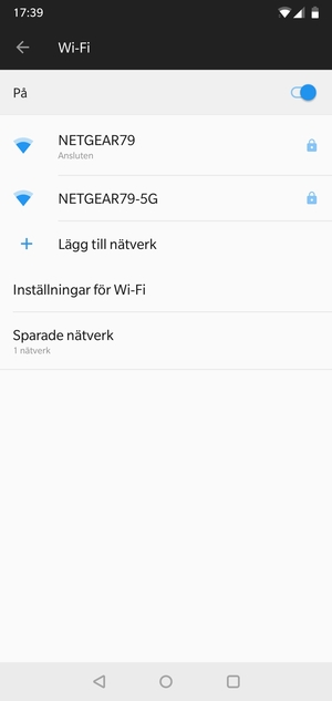 Du är nu ansluten till Wi-Fi nätverket