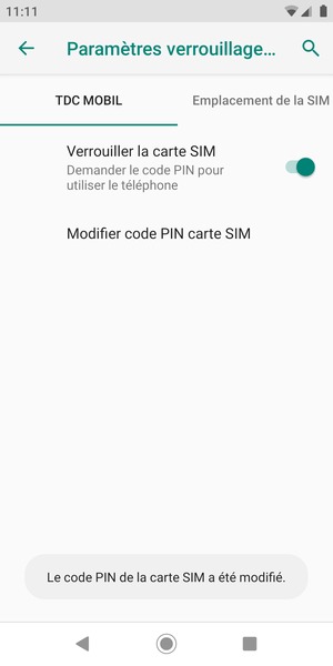 Votre Code PIN a été modifié