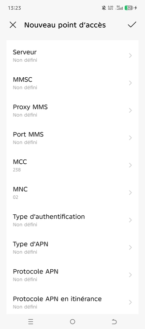 Faites défiler vers le bas et saisissez les informations MMS