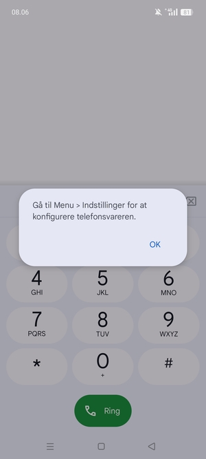 Hvis din telefonsvarer ikke er sat op, vælg OK