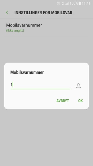 Skriv inn Mobilsvarnummer og velg OK