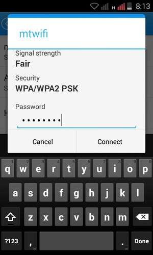 Enter the Wi-Fi password and select Connect