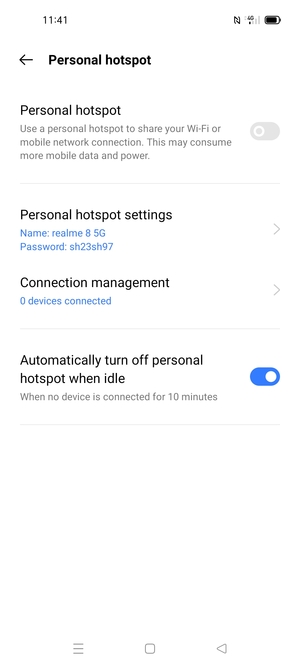 Turn on Personal hotspot