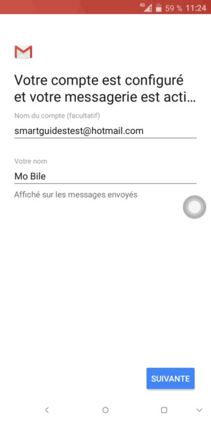 Donnez un nom à votre compte et saisissez votre nom. Sélectionnez SUIVANTE