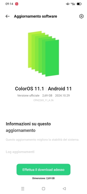 Se il tuo telefono è aggiornato, vedrai la seguente schermata