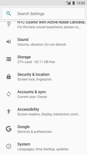 Scroll to and select Security & location
