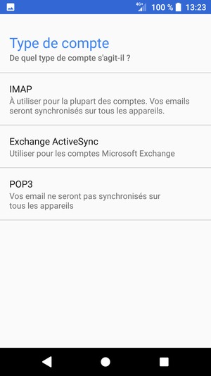Sélectionnez Exchange ActiveSync