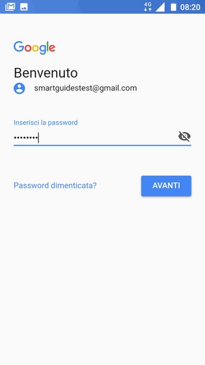 Inserisci la tua password e seleziona AVANTI