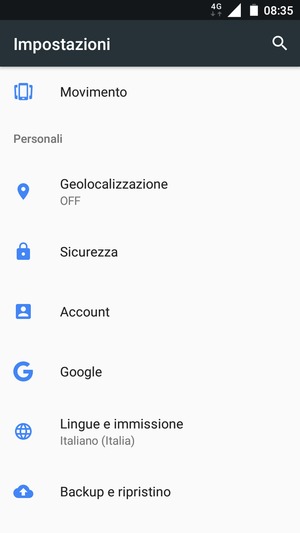 Scorri e seleziona Sicurezza