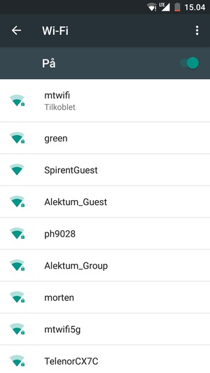 Du er nå koblet til Wi-Fi-nettverket