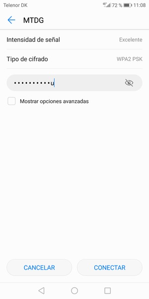 Introduzca la contraseña de Wi-Fi y seleccione CONECTAR