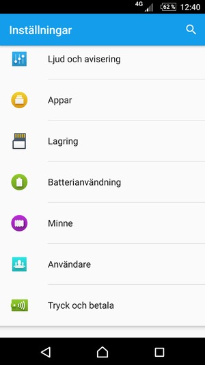 Återgå till Inställningar-menyn och scrolla till och välj Batterianvändning