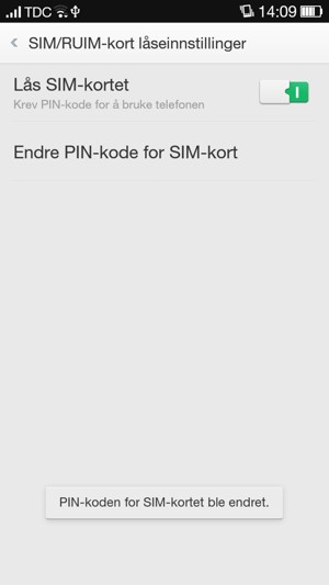 Din PIN-kode for SIM-kort er endret