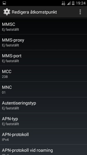 Scrolla ner och ange MMS-information