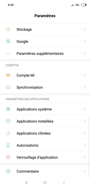 Faites défiler et sélectionnez Synchronisation