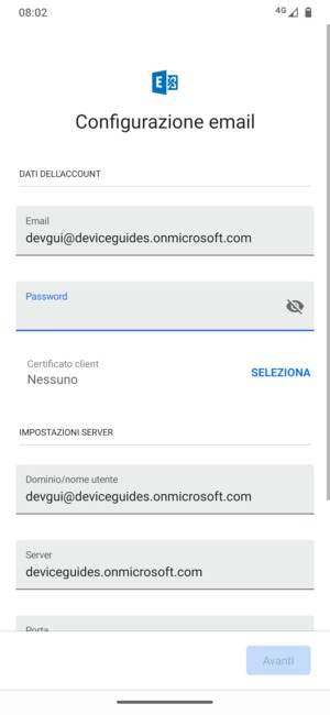 Inserisci la tua password