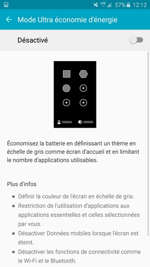 Activer le Mode Ultra économie d'énergie