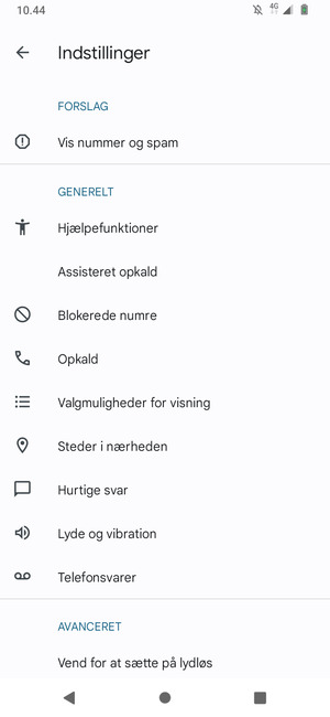 Vælg Telefonsvarer